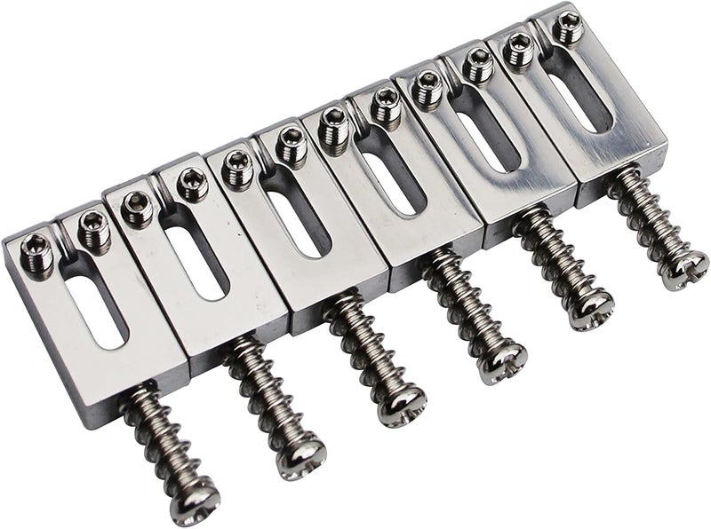 guyker Guitar Bridge Saddles (Set of 6) - 10.5MM Stainless Steel Polished Modern Guitar Tremolo Bridge Saddles Compatible with ST Electric Guitar - Image 1
